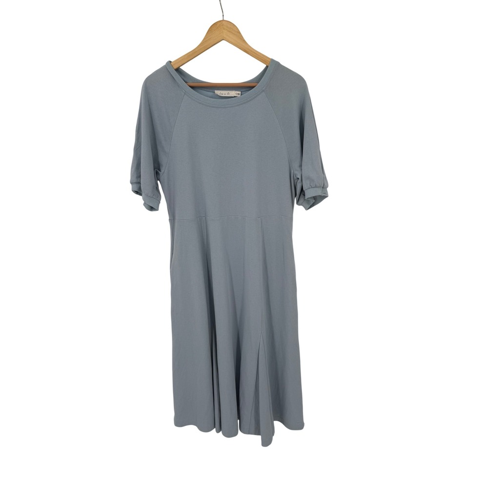 Leia n Co Midi Dress Womens L Casual Relaxed Summer Basic Solid Classic Capsule